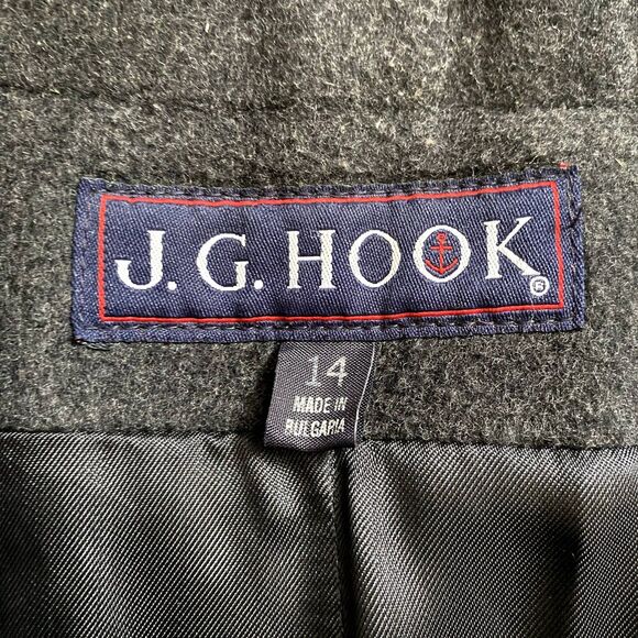 Vintage J.G. Hook Women's Charcoal Gray Blazer Wool Cashmere Blend Size 14 - Picture 4 of 5